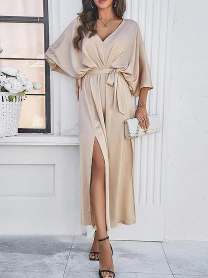 Elegant V-Neck Loose Dress - Loose Dress - Guocali