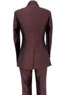 Elegant Women's Pant Suit - Solid Double-Breasted