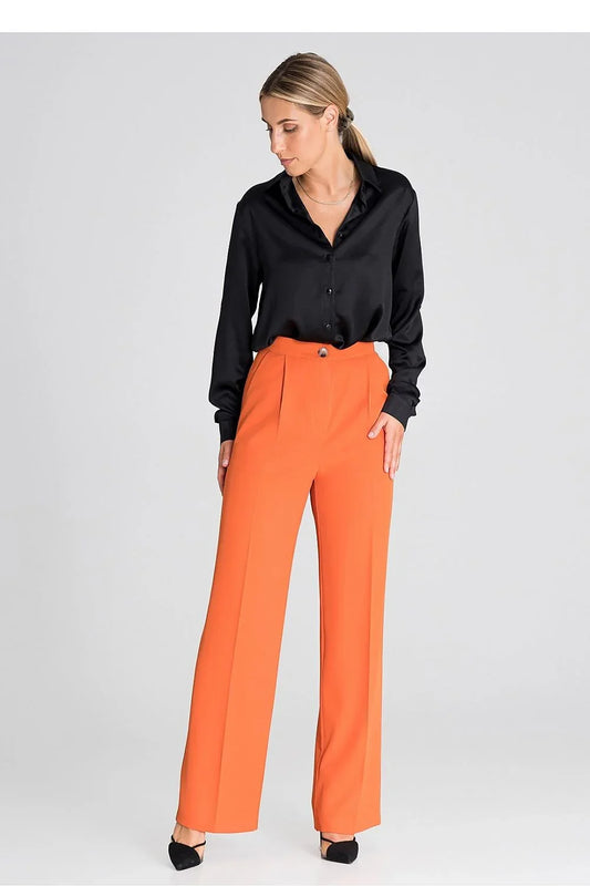 Elegant Women Trousers – High-Rise Pleated Comfort -Guocali