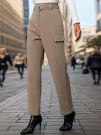 Elegant Women Trousers – High-Rise Relaxed Fit -Guocali