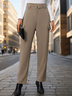 Elegant Women Trousers – High-Rise Relaxed Fit -Guocali