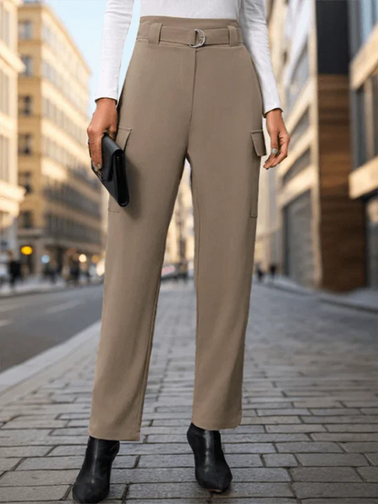 Elegant Women Trousers – High-Rise Relaxed Fit -Guocali