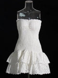 Embroidered Cut-Out Strapless Mini Dress -Guocali