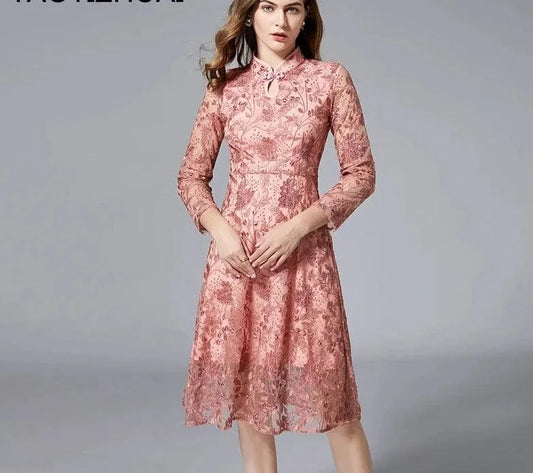 Embroidered Women's Casual Spring Dress -Guocali