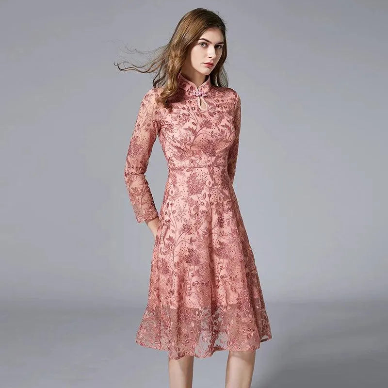 Embroidered Women's Casual Spring Dress -Guocali