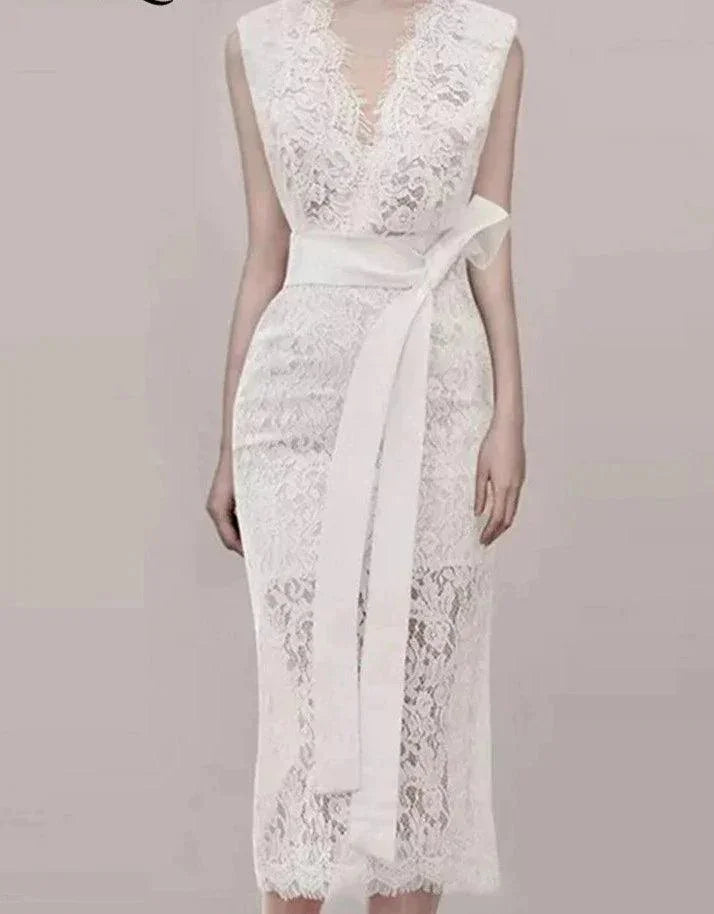 European Style Sexy V-Neck Party Dress -Guocali