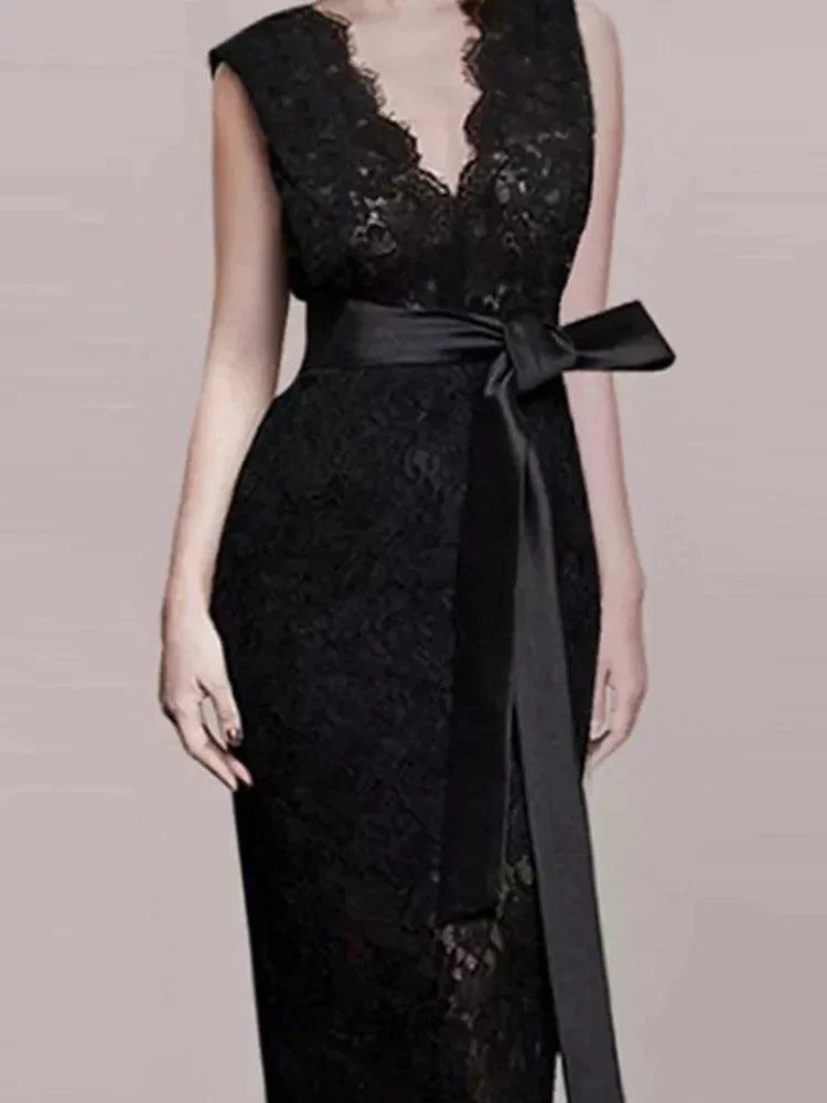 European Style Sexy V-Neck Party Dress -Guocali