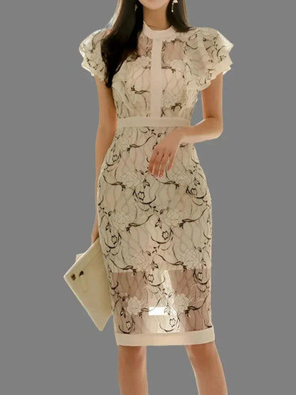 Fairy Style Butterfly Sleeve Work Dress -Guocali