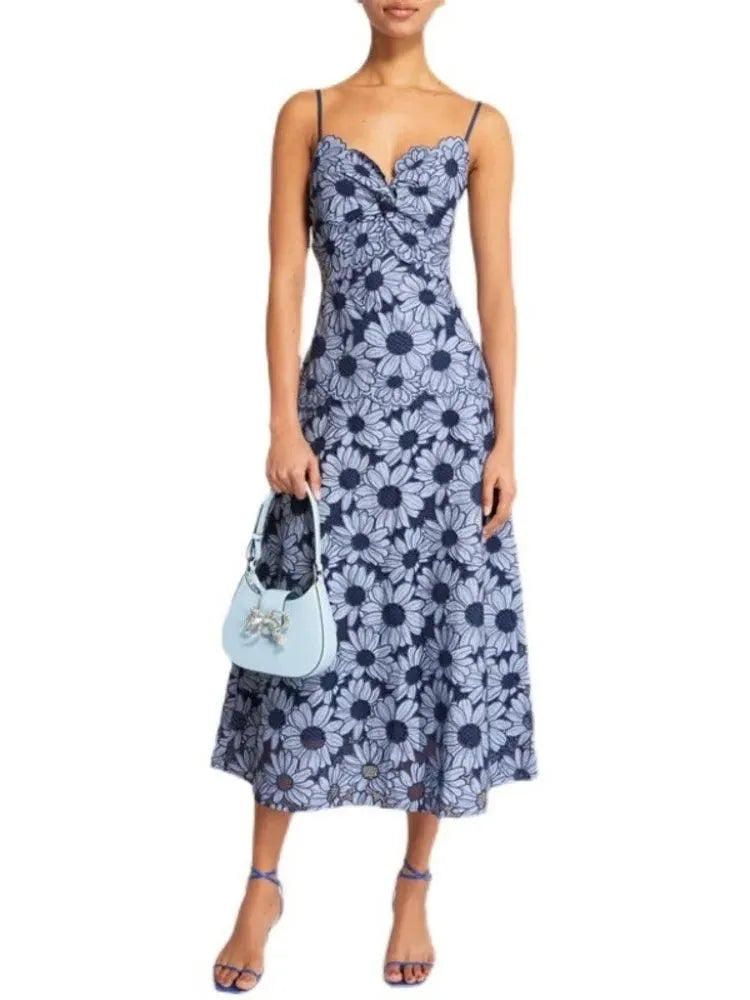 Fairy Style Embroidered Hollow-Out Party Dress -Guocali