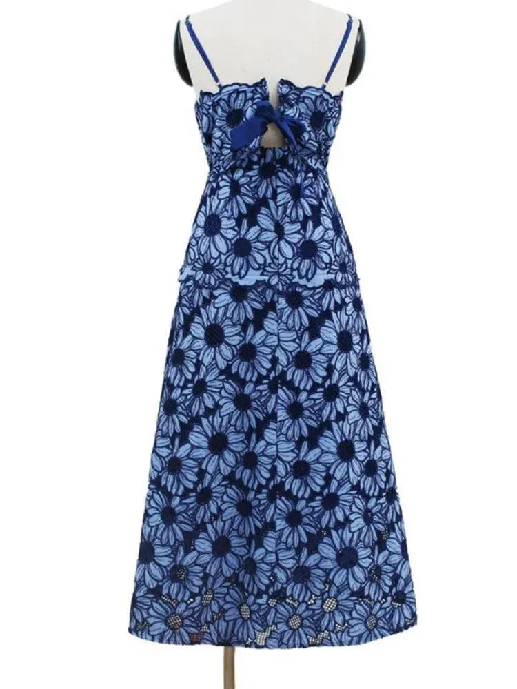 Fairy Style Embroidered Hollow-Out Party Dress -Guocali