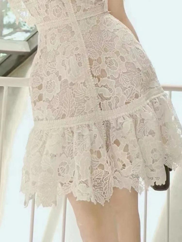 Fairy Style Lace Embroidery Dress - Short Dress - Guocali