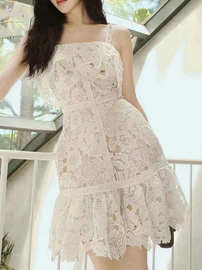 Fairy Style Lace Embroidery Dress - Short Dress - Guocali