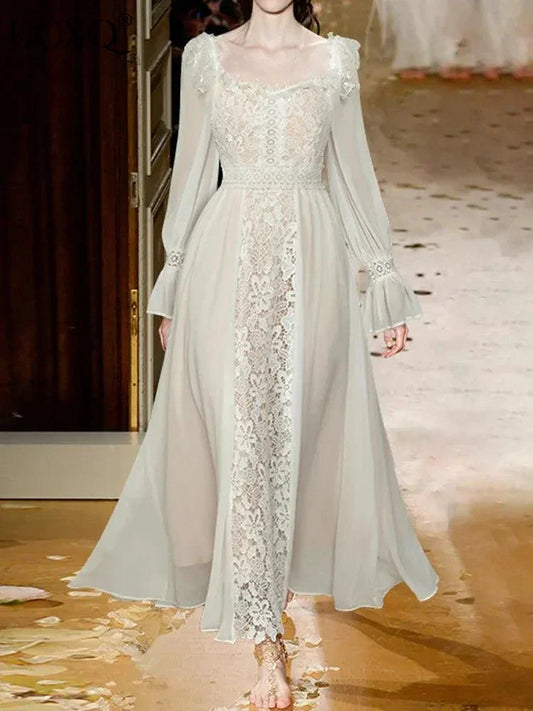 Fairy Style Lace Hollowed Out Party Dress -Guocali