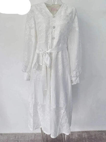 Fairy Style V-Neck Embroidered Dress -Guocali