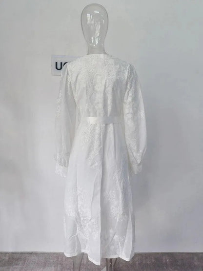 Fairy Style V-Neck Embroidered Dress -Guocali