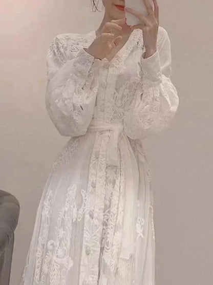 Fairy Style V-Neck Embroidered Dress -Guocali