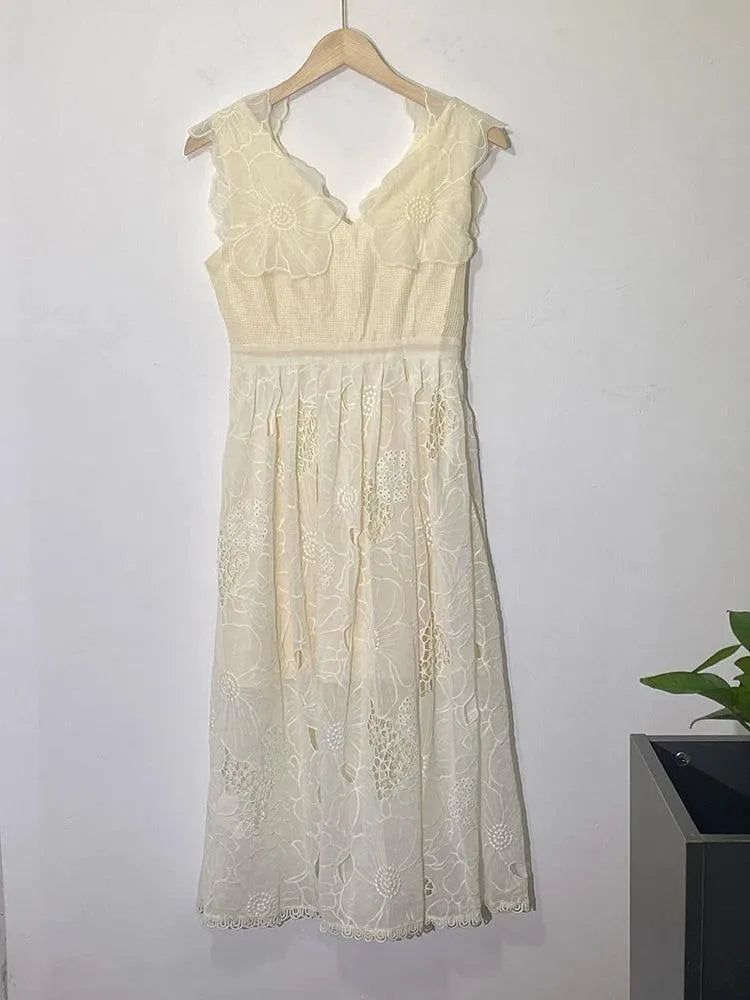 Fairycore V-Neck Camisole Lace Dress -Guocali