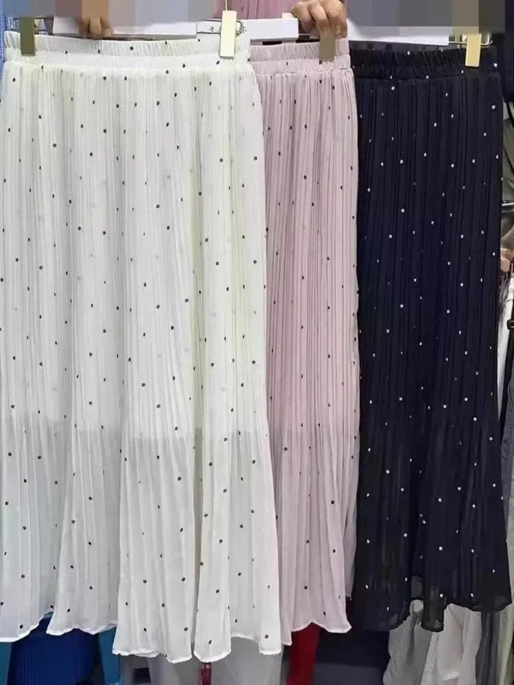 Fashion Pleated Skirt Dot Chiffon -Guocali