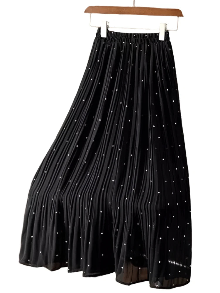 Fashion Pleated Skirt Dot Chiffon - Pleated Skirt - Guocali