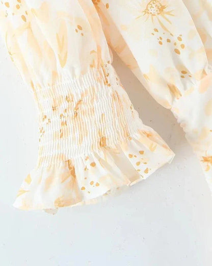 Fashionable Elastic Pleated Pastoral Dress -Guocali