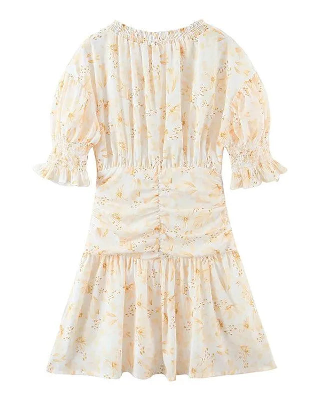 Fashionable Elastic Pleated Pastoral Dress -Guocali