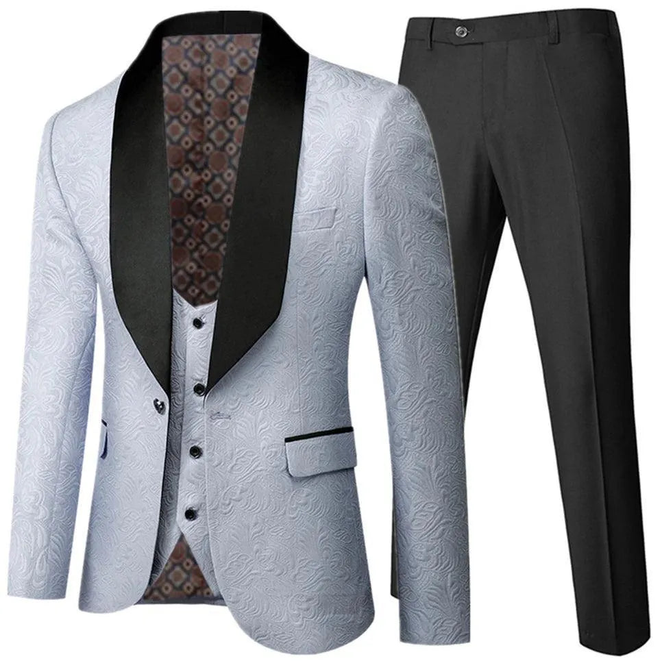Feather Embossed Men's Tuxedo Suit - Wedding -Guocali