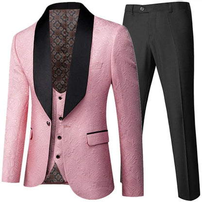 Feather Embossed Men's Tuxedo Suit - Wedding -Guocali