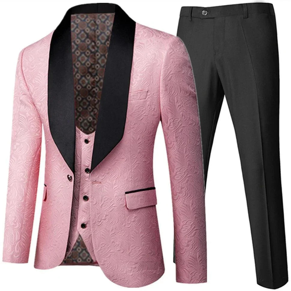 Feather Embossed Men's Tuxedo Suit - Wedding -Guocali