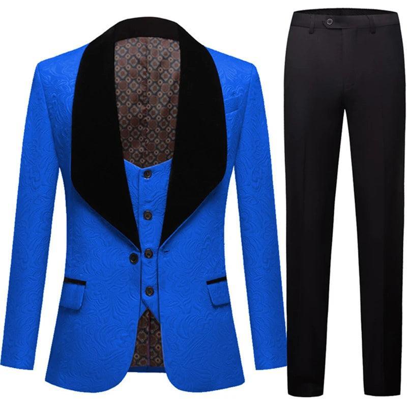 Feather Embossed Men Tuxedo Suit - Tuxedo Suit - Guocali