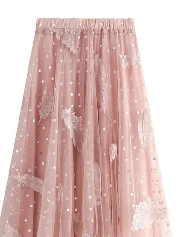 Feather Embroidery Fairy Skirt -Guocali