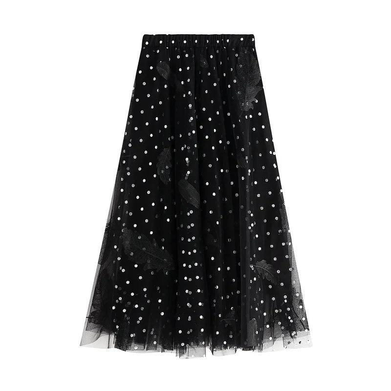 Feather Embroidery Fairy Skirt - A-Line Skirt - Guocali