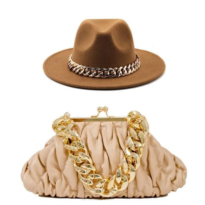 Fedora Hat And Handbag - 2-Piece Luxury Accessories -Guocali