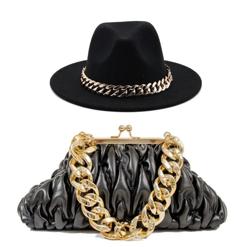 Fedora Hat And Handbag - 2-Piece Luxury Accessories -Guocali