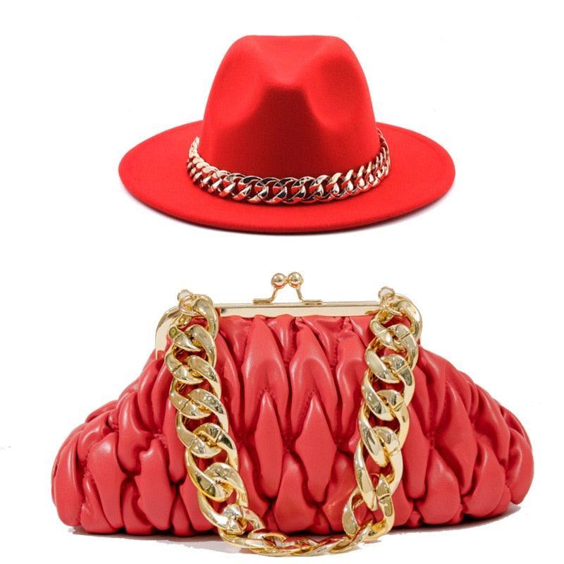 Fedora Hat And Handbag - 2-Piece Luxury Accessories - Fedora Hat - Guocali