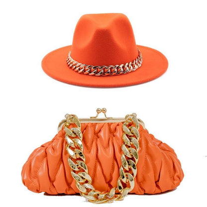 Fedora Hat And Handbag - 2-Piece Luxury Accessories - Fedora Hat - Guocali