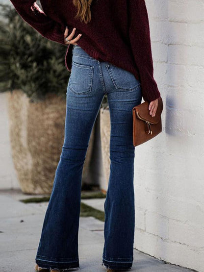 Chic Women Jeans – High-Rise Stretch Raw Hem