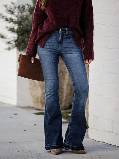 Chic Women Jeans – High-Rise Stretch Raw Hem