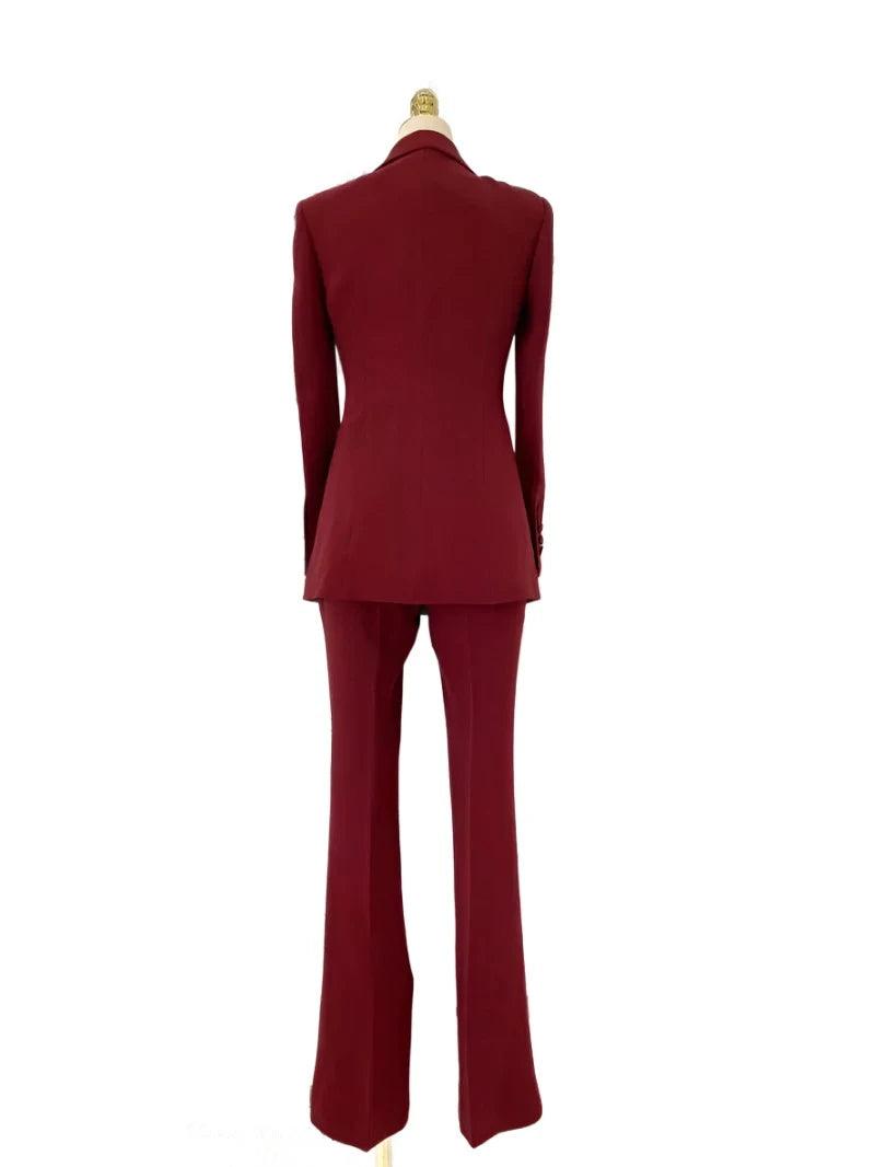 Flared Pant Suit - One Button Women Pantsuit - Pantsuit - Guocali