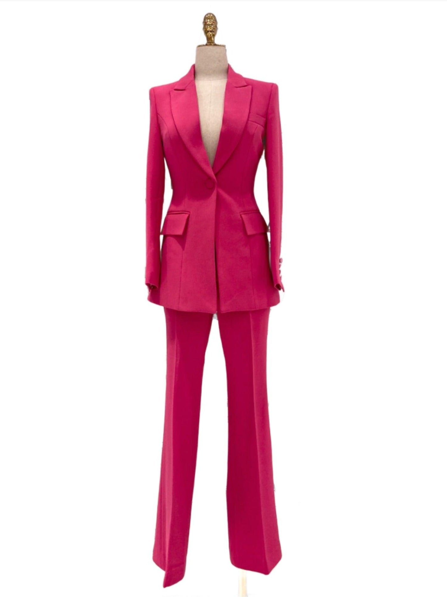 Flared Pant Suit - One Button Women Pantsuit - Pantsuit - Guocali