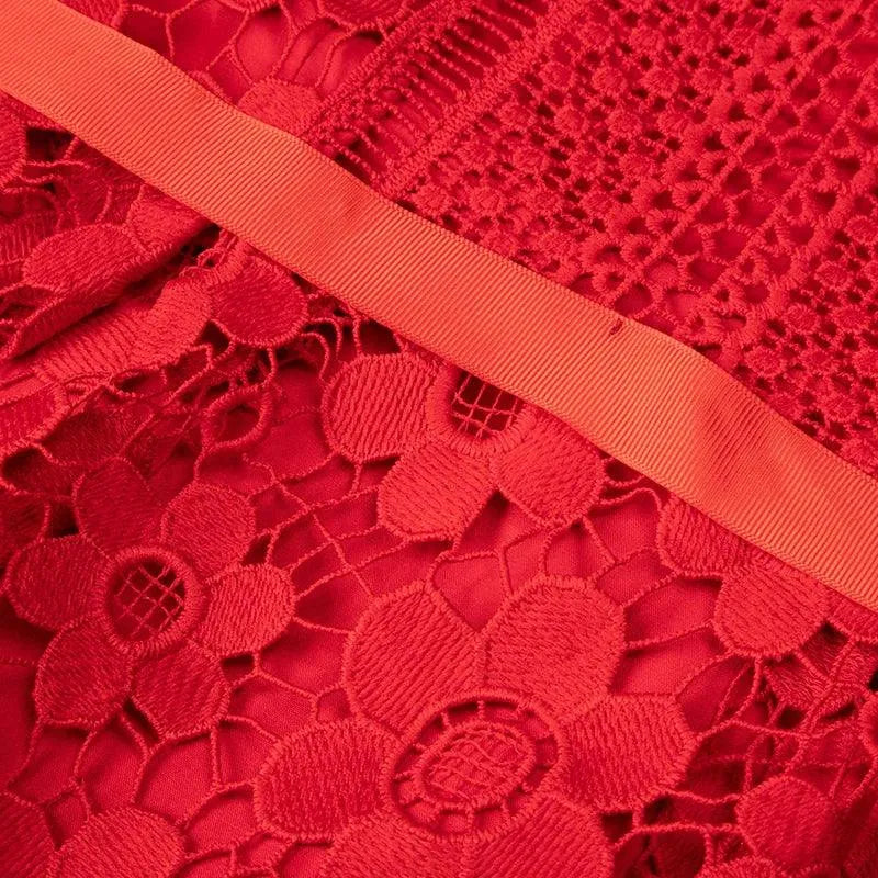 Floral Lace Collar Work Dress -Guocali