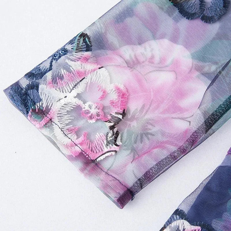 Floral Three-Quarter Sleeved Lace Dress -Guocali