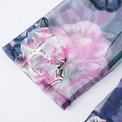 Floral Three-Quarter Sleeved Lace Dress -Guocali