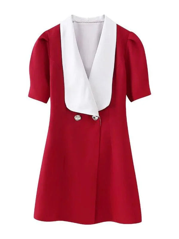 French Fashion Bow Decorated Mini Dress -Guocali