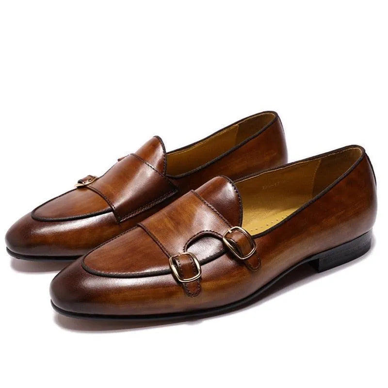 Men Apron Toe Dress Loafers - Buckles, Straps Monk Strap Formal Dress Shoes