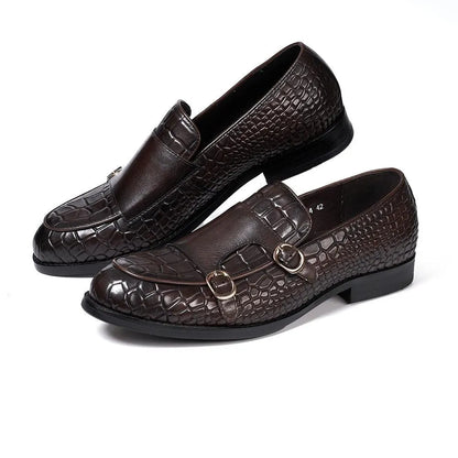 Men Apron Toe Dress Loafers - Buckles Monk Strap Formal Dress Shoes