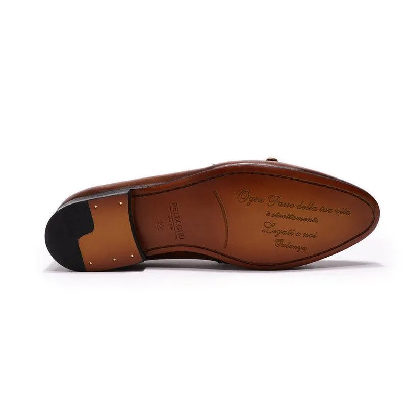 Genuine Leather Monk Strap Loafers - Loafer Shoes - Guocali