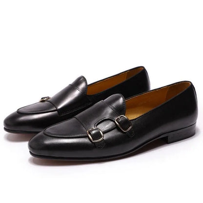 Genuine Leather Monk Strap Loafers - Loafer Shoes - Guocali