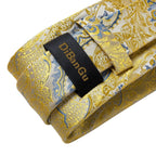 Gold Blue Paisley Necktie Set -Guocali