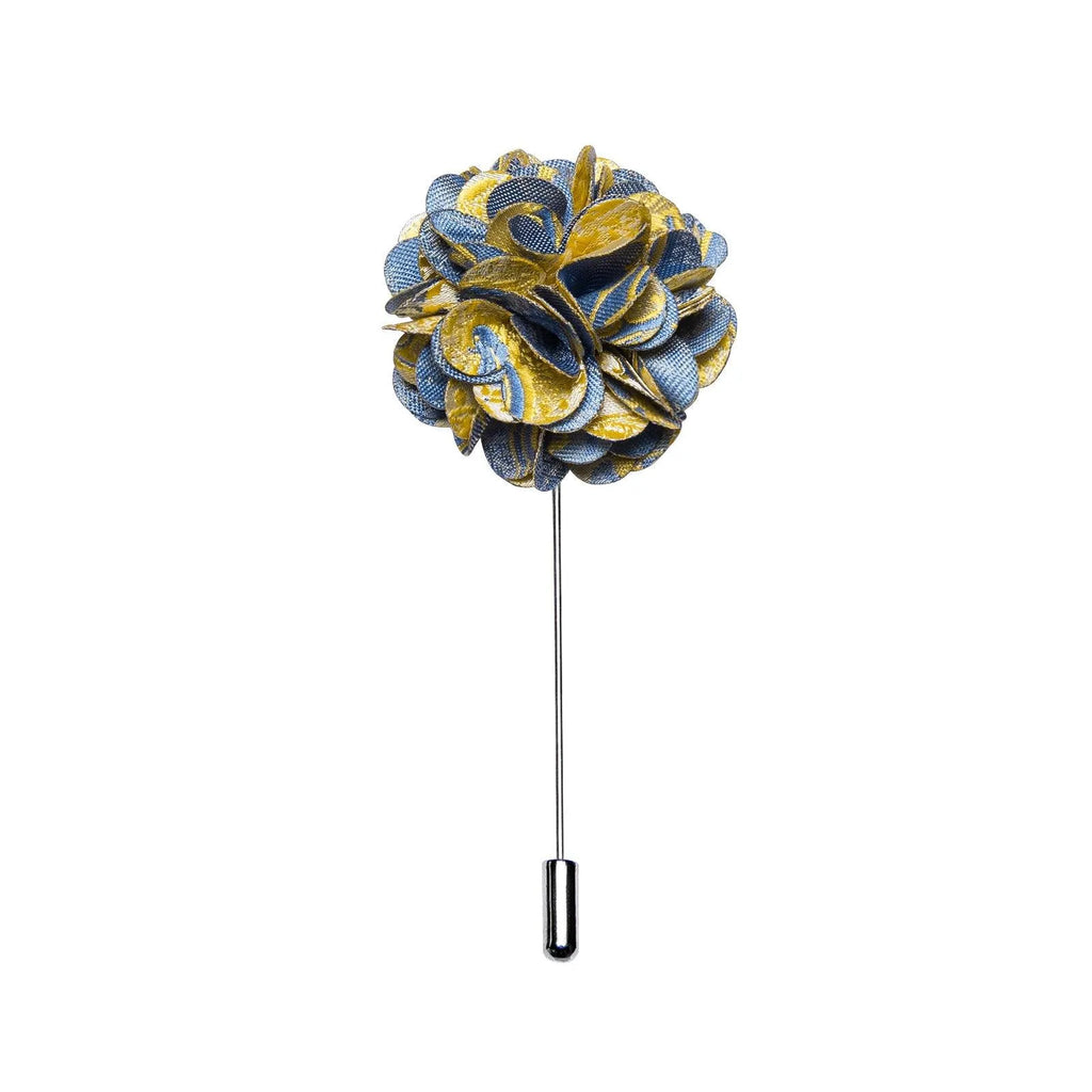 Gold Blue Paisley Necktie Set -Guocali