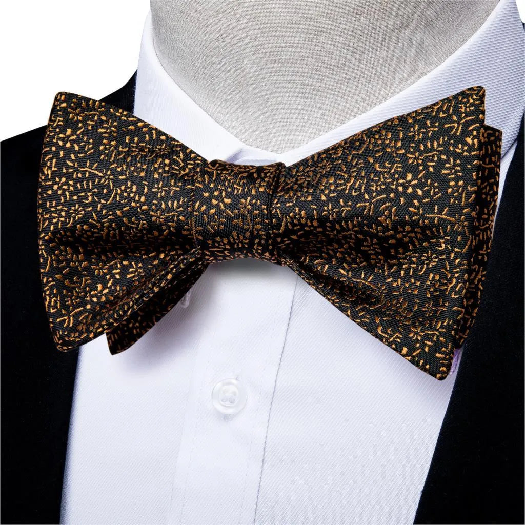 Golden Leaves Silk Bow Tie Set -Guocali
